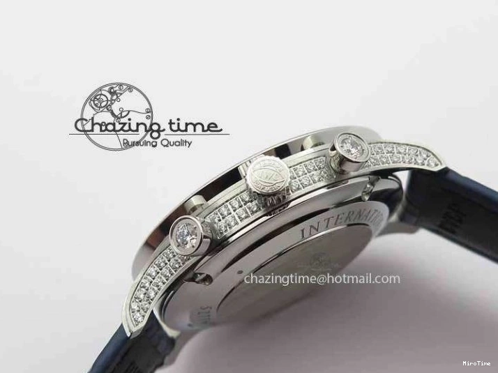 MIROTIME 0705 Portuguese IW3714 Diam ZF V2 1:1 Best Edition White Dial Blue Makers On Blue Leather Strap A79350 (Slim Movement) Stylish 7248